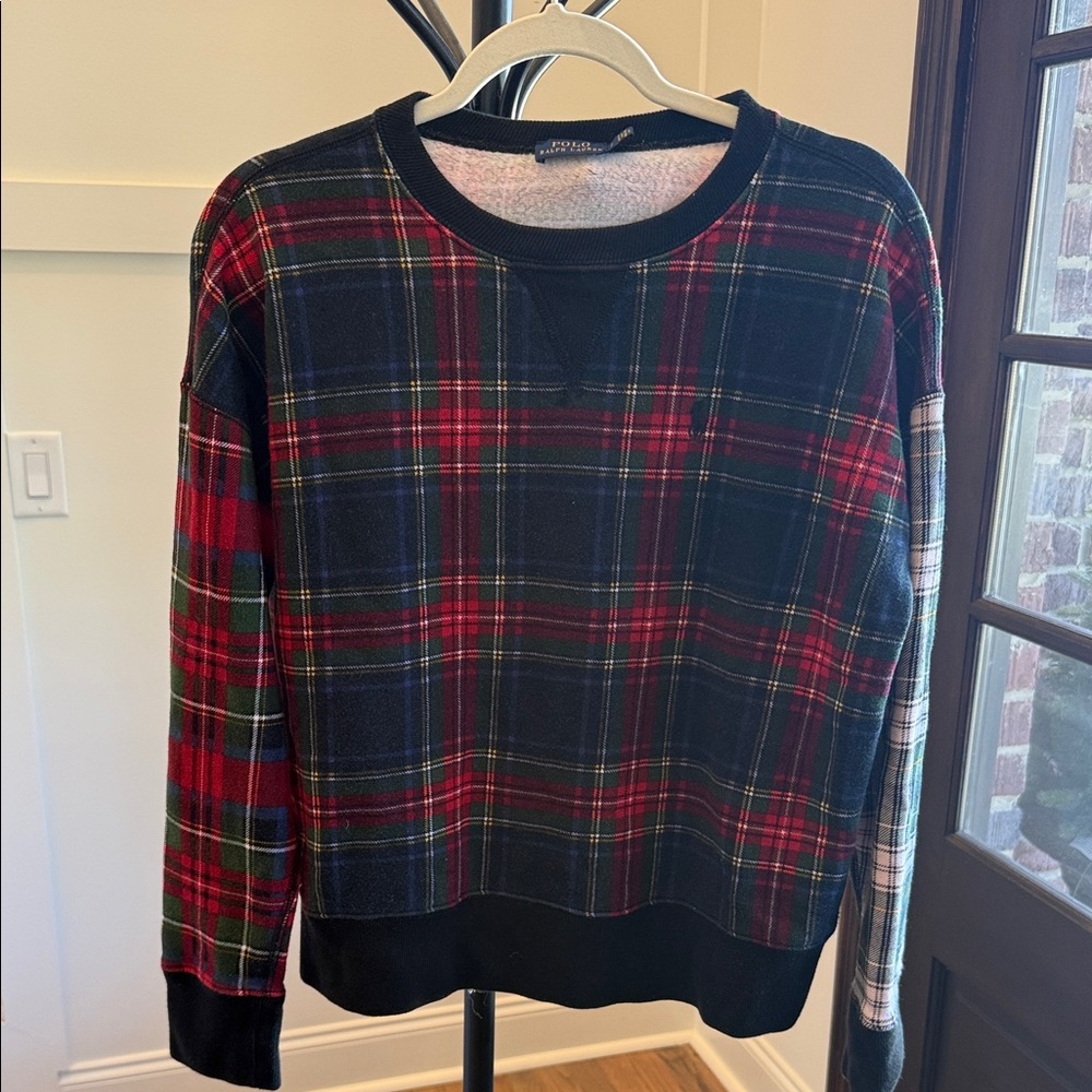 Ralph Lauren Vintage Plaid Crewneck Sweater - Black, Red, Green